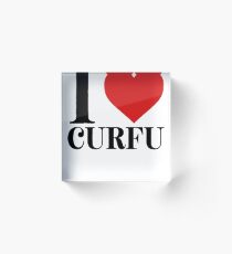 I Love Corfu For Explorer Travel Acrylic Block