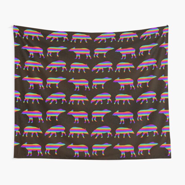Vista previa del artículo con la obra «Estampado de tapires a rayas arcoíris», diseñado y vendido por ThatIsSomething.