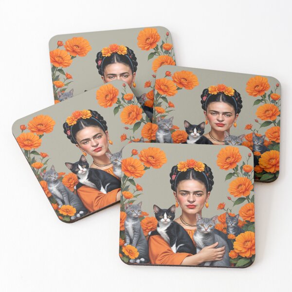 Item preview,  Frida Kahlo and flowers cats and kittens ,Frida Kahlo designed and sold by TeeARTHY.
