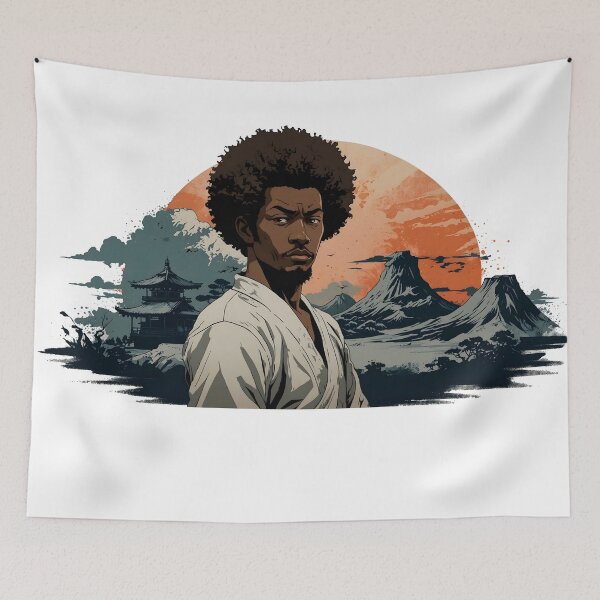 Item preview, art of the samurai afro in the mountain designed and sold by Facilita.