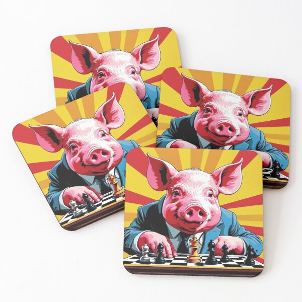 Item preview, Pig play chess-Edited AI generated art designed and sold by Frostp.