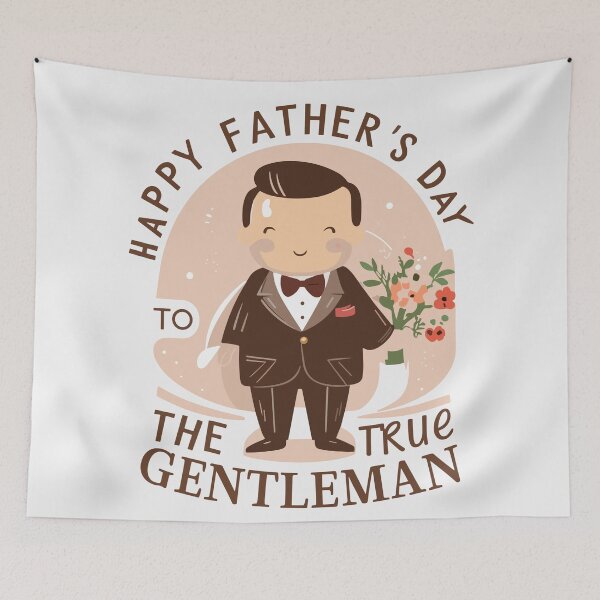 Item preview, Cute Happy Father's Day to a True Gentleman Illustration: Refined Gift Art designed and sold by HahaHandlesHub.