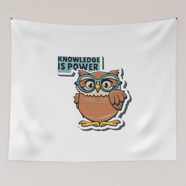 Item preview, Friendly Owl Cartoon - Knowledge is Power Design designed and sold by NiftyWrx.