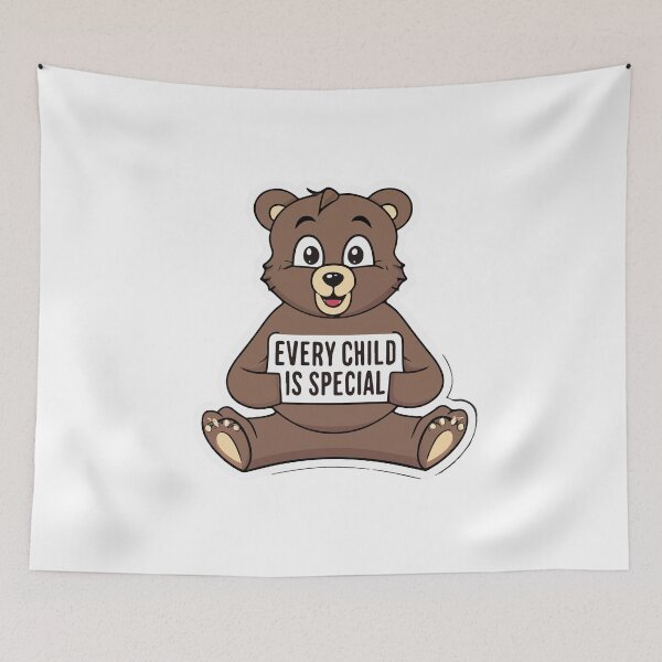 Item preview, Cute Bear with 'Every Child is Special' Sign Illustration designed and sold by NiftyWrx.