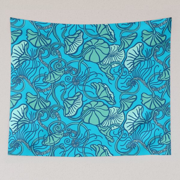 Item preview, Macroalgae Repeating Patterns: Mermaid's wine glass, aqua designed and sold by Chrysasaur.