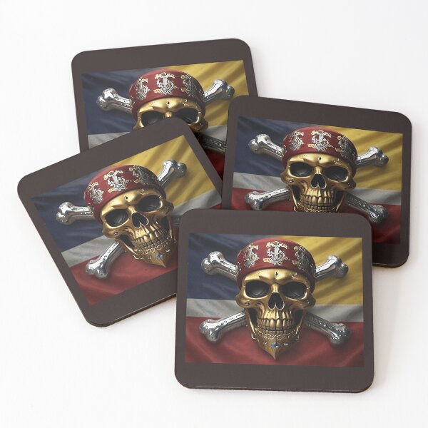 Item preview, Custom Golden Silver Ruby Pirate Flag Shield designed and sold by Way Way Cool.