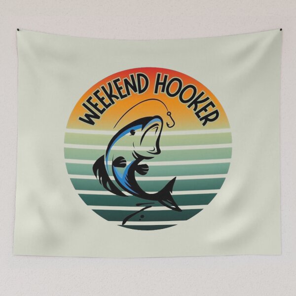 Item preview, Weekend Hooker Funny Fishing Sunset Retro designed and sold by Vicky021.