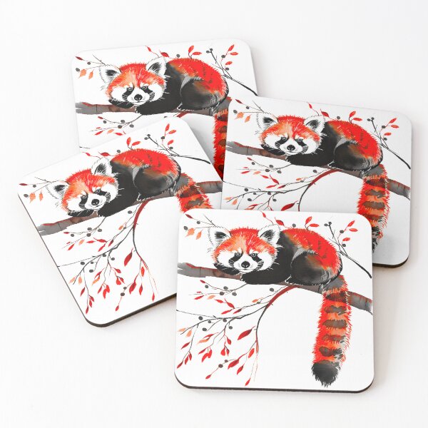 Item preview, Red panda with Flowers designed and sold by xiao xuans.