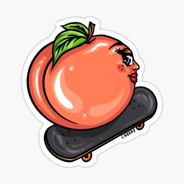 Peach Skater Booty Sticker