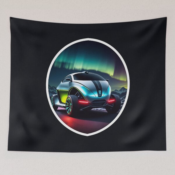 Item preview, Futuristic Electric Car Under The Northern Lights designed and sold by TheArtOfPat.