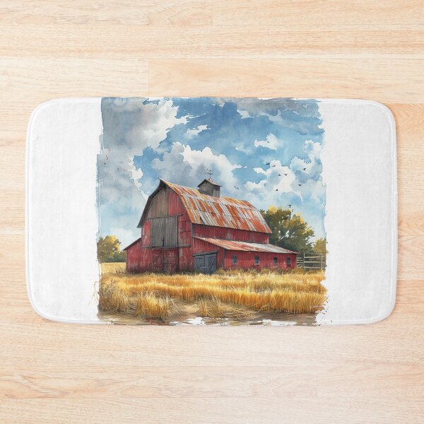 Item preview, Charming Red Barn in Grassy Field Art Print | Rustic Farmhouse Decor designed and sold by Mr-whiteBG.