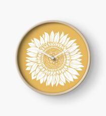 Yellow Flower Drawing Tapestry Clock