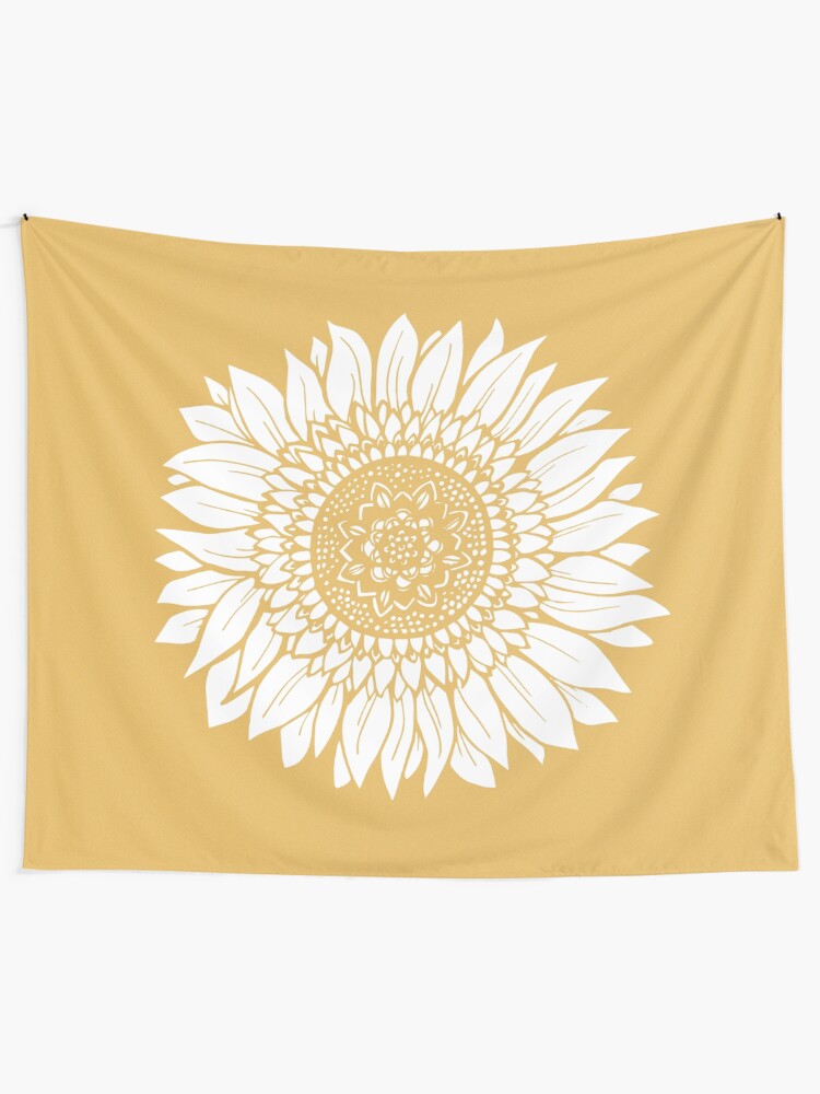 Alternate view of Yellow Flower Drawing Tapestry Tapestry