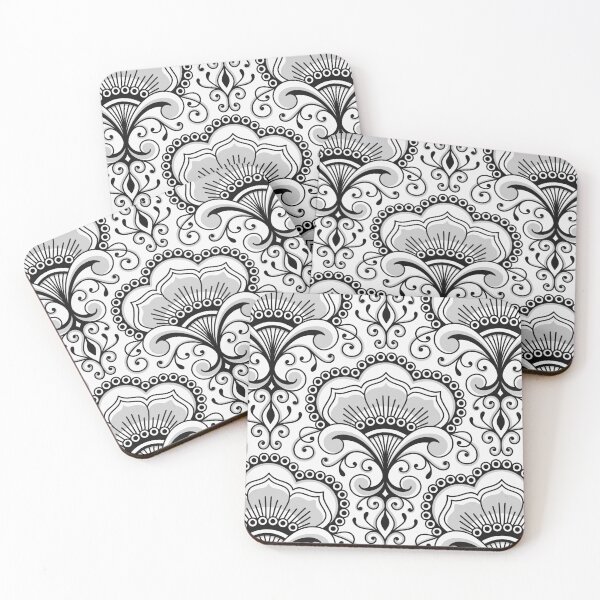 Item preview, 3158 A - floral ornaments / decorative lace, black and white designed and sold by RouCouCou.