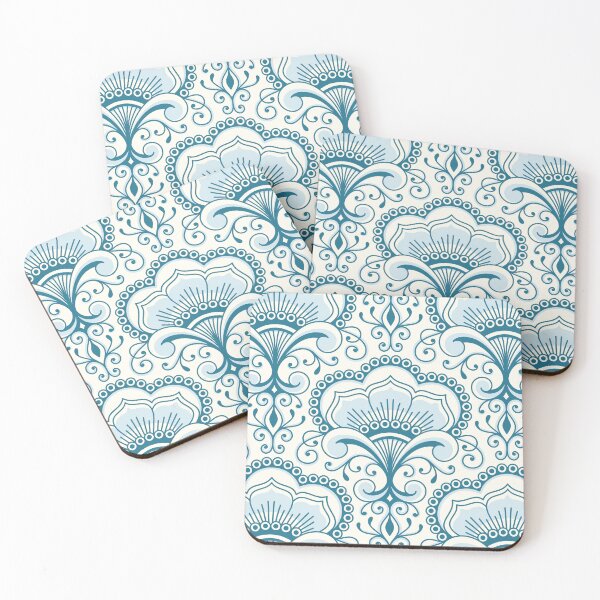 Item preview, 3158 B - floral ornaments / decorative lace, blue and white designed and sold by RouCouCou.