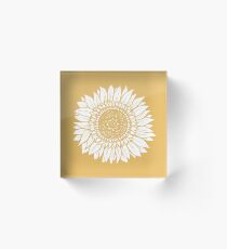 Yellow Flower Drawing Tapestry Acrylic Block