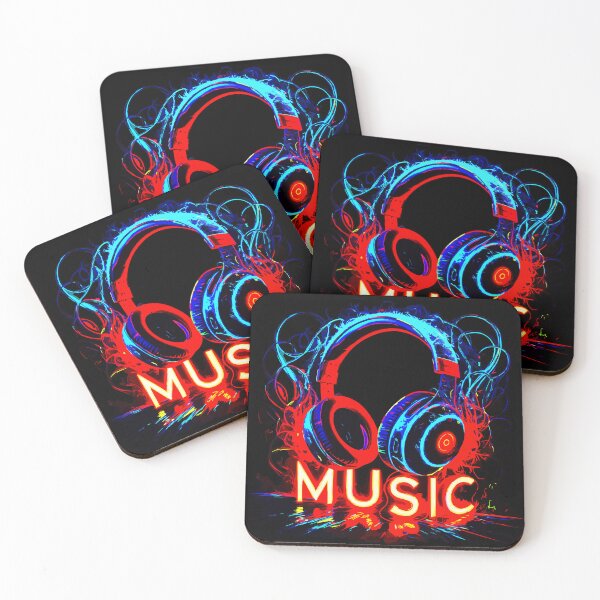 Item preview, Vibrant Music Headphones Art - Blue, Purple, Red, Yellow designed and sold by VikArtStudio.