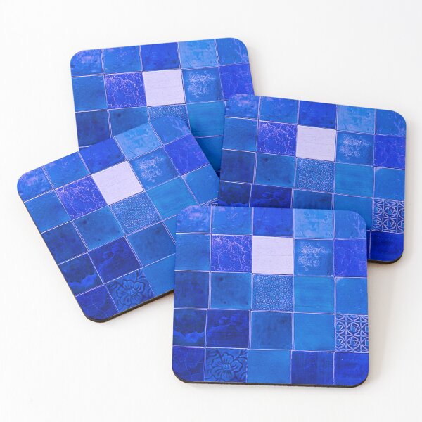 Item preview, blue floral natural clay tiles interior decore  designed and sold by hahacore.