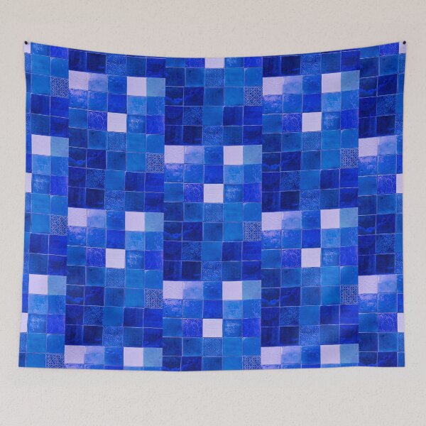Item preview, blue floral natural clay tiles interior decore  designed and sold by hahacore.