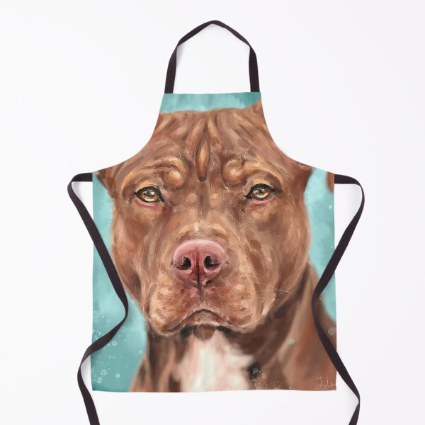 Item preview, Painting of a Majestic Red Nose Pit Bull With Soulful Eyes, on Bluish Green Background designed and sold by ibadishi.