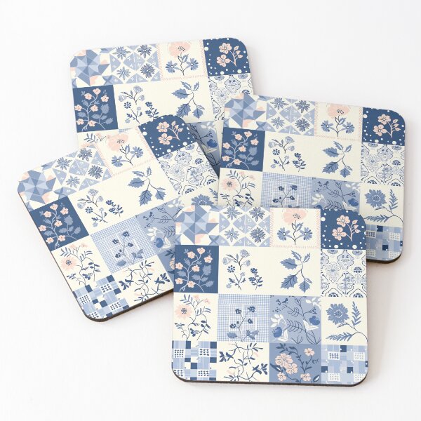 Item preview, Cottagecore Blue & White Patchwork Quilt designed and sold by amortka.