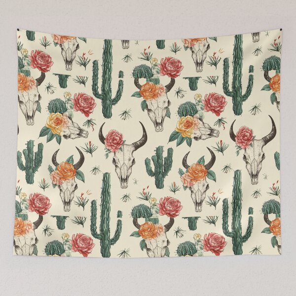 Item preview, Cowgirl Essentials: Cactus & Cow Skull Pattern Clip Art designed and sold by amortka.