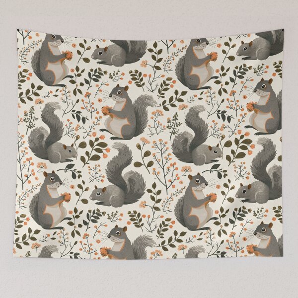 Item preview, Whimsical Cottagecore Squirrel Vintage Pattern designed and sold by amortka.