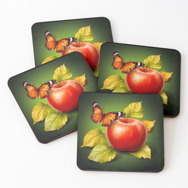 Item preview, butterfly on an apple, for a black background designed and sold by orthodox-icon.