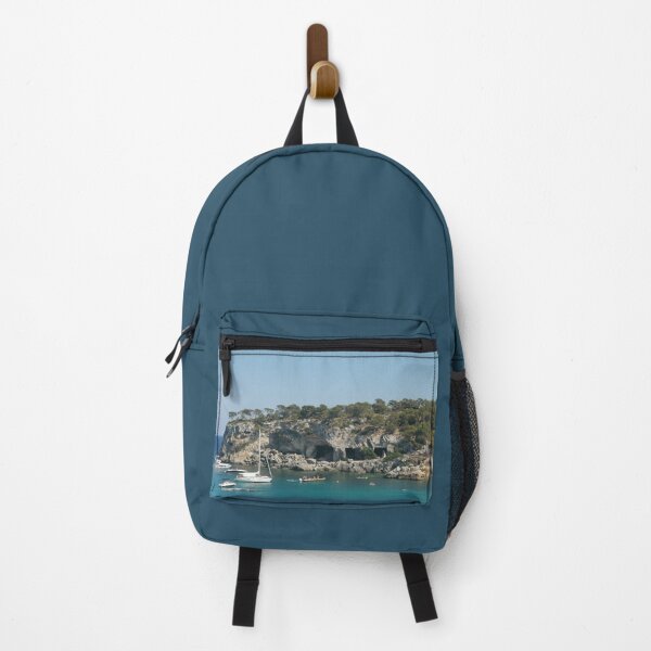 Item preview, blue bay, rocks, boats, Portals Vels, Mallorca designed and sold by Gaboro.