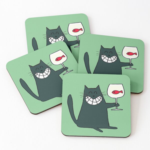 Item preview, cheerful cat with fish designed and sold by MuciMuki.
