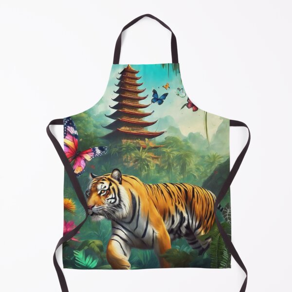 Item preview, Tiger and butterfly, plants, flowers, nature, pagoda, China designed and sold by Sugar Wisdom .