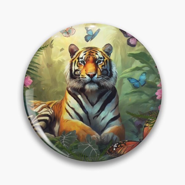 Item preview, Tiger and butterfly, plants, flowers, nature, pagoda, China designed and sold by Sugar Wisdom .