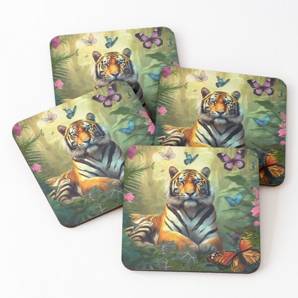 Item preview, Tiger and butterfly, plants, flowers, nature, pagoda, China designed and sold by Sugar Wisdom .