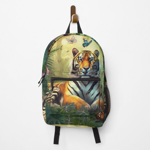 Item preview, Tiger and butterfly, plants, flowers, nature, pagoda, China designed and sold by Sugar Wisdom .