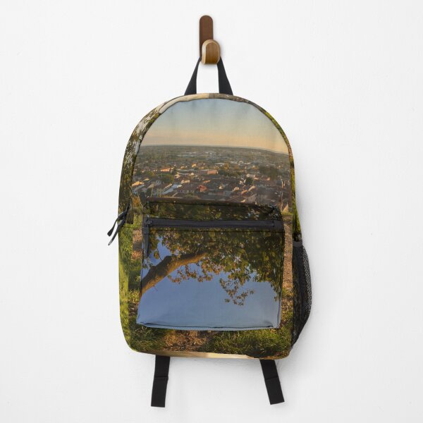 Item preview, Tree, bench and Pietrasanta aerial view at sunset. Tuscany, Italy designed and sold by Stefano Orazzini.
