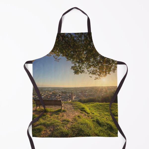 Item preview, Tree, bench and Pietrasanta aerial view at sunset. Tuscany, Italy designed and sold by Stefano Orazzini.