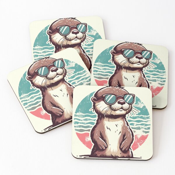 Item preview, Funny Otter in Sunglasses Retro Vintage Summer designed and sold by TomFrontierArt.
