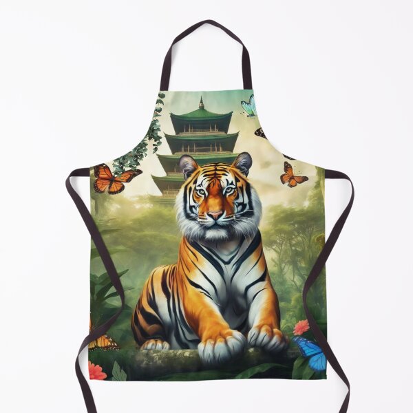 Item preview, Tiger and butterfly, plants, flowers, nature, pagoda, China designed and sold by Sugar Wisdom .