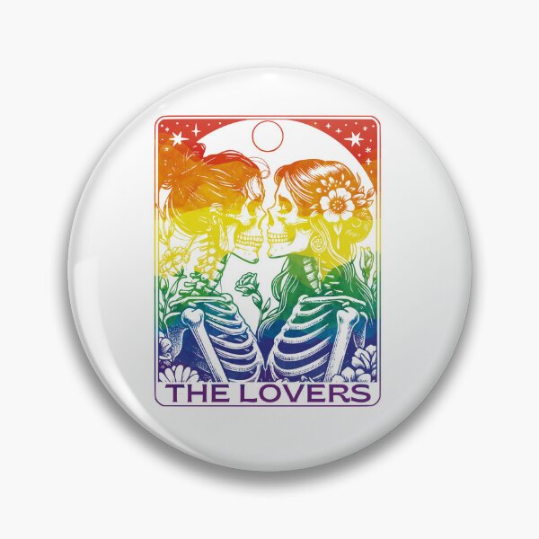 Item preview, Tarot Card The Lovers Rainbow Kissing Lesbian Skeletons designed and sold by MegiWu.
