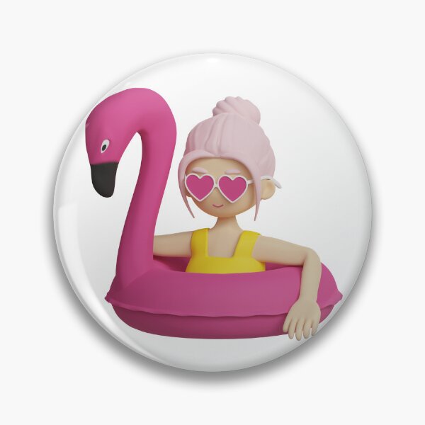 Item preview, Female Character in Heart Shaped Glasses Swimming on Inflatable Pink Flamingo	 designed and sold by natalielaf.
