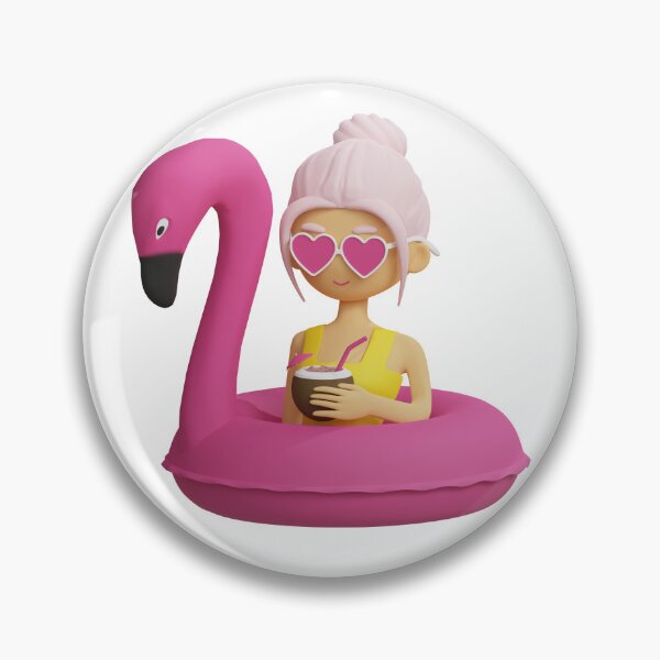 Item preview, Female Character in Heart Shaped Glasses Swimming on Inflatable Pink Flamingo	 designed and sold by natalielaf.