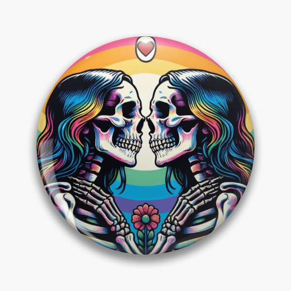 Item preview, Tarot Card The Lovers Rainbow Kissing Lesbian Skeletons designed and sold by MegiWu.