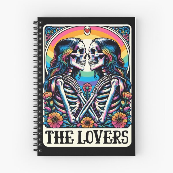 Item preview, Tarot Card The Lovers Rainbow Kissing Lesbian Skeletons designed and sold by MegiWu.