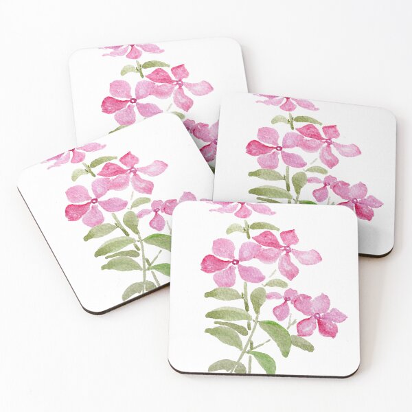 Item preview, pink periwinkle flowers hand painted watercolor painting designed and sold by ColorandColor.