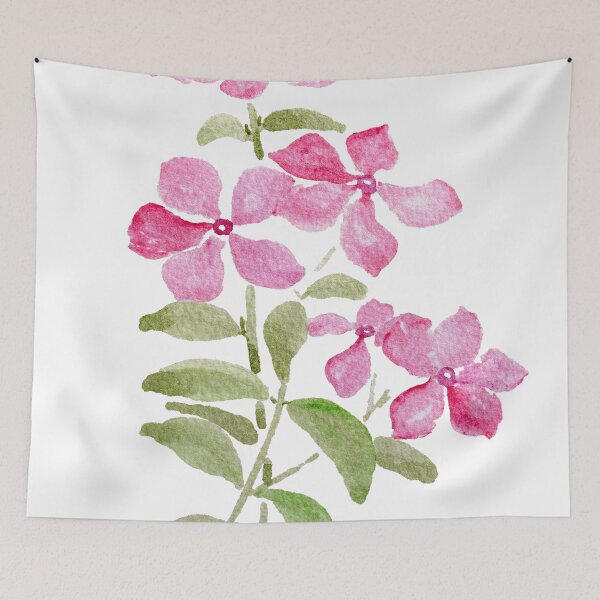 Item preview, pink periwinkle flowers hand painted watercolor painting designed and sold by ColorandColor.