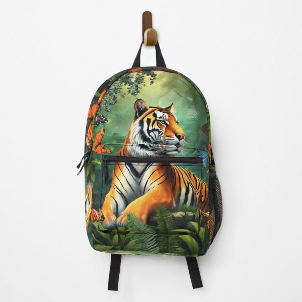 Item preview, Tiger and butterfly, plants, flowers, nature, pagoda, China designed and sold by Sugar Wisdom .