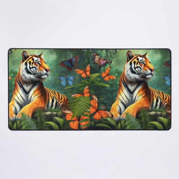 Item preview, Tiger and butterfly, plants, flowers, nature, pagoda, China designed and sold by Sugar Wisdom .