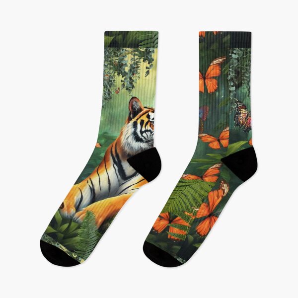 Item preview, Tiger and butterfly, plants, flowers, nature, pagoda, China designed and sold by Sugar Wisdom .