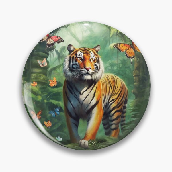 Item preview, Tiger and butterfly, plants, flowers, nature, pagoda, China designed and sold by Sugar Wisdom .