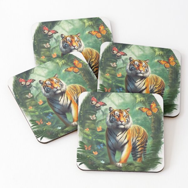 Item preview, Tiger and butterfly, plants, flowers, nature, pagoda, China designed and sold by Sugar Wisdom .